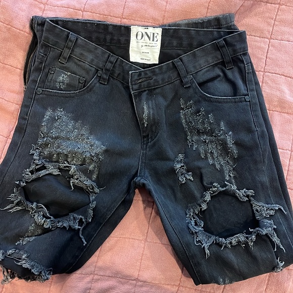 One Teaspoon washed black Ripped and distressed jeans size 25 - Picture 2 of 4